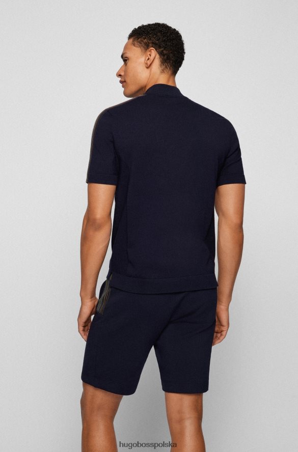 Hugo Boss Koszulka polo w paski z zamkiem błyskawicznym Hugo w kolorze ciemnoniebieskim ciemny niebieski R0X0H64504