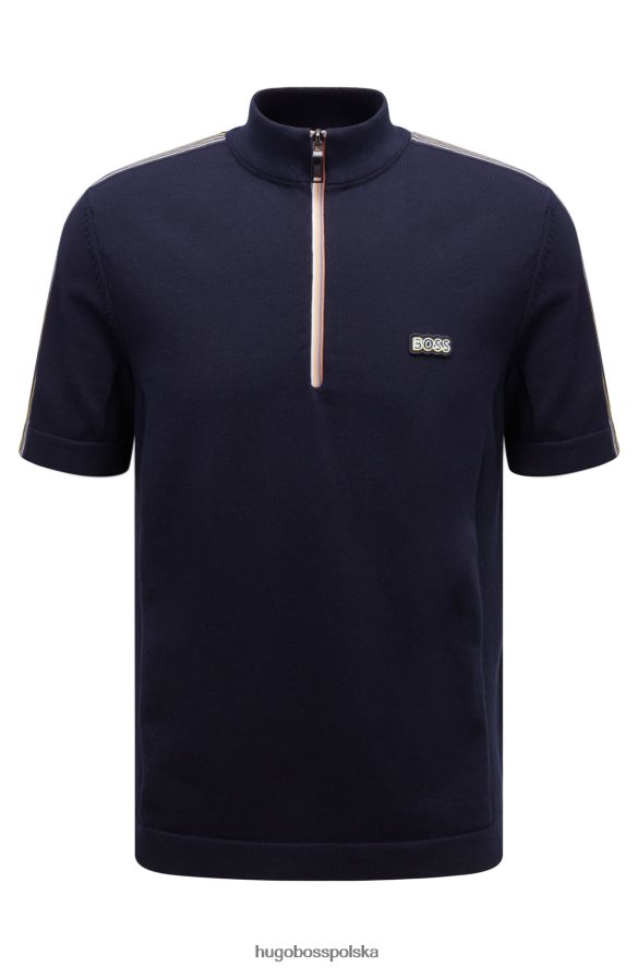 Hugo Boss Koszulka polo w paski z zamkiem błyskawicznym Hugo w kolorze ciemnoniebieskim ciemny niebieski R0X0H64504