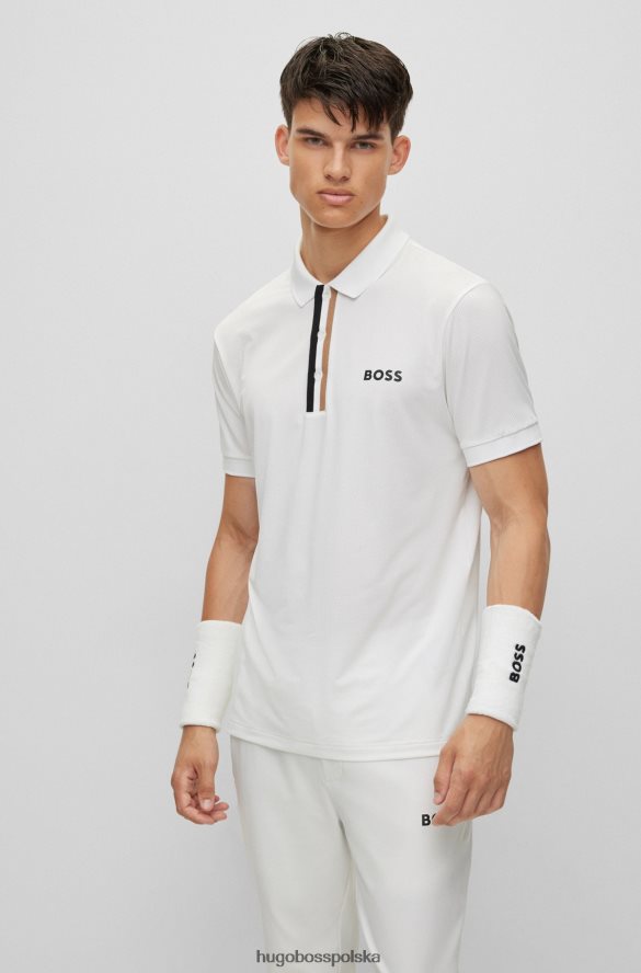 Hugo Boss Koszulka polo x Matteo Berrettini z charakterystyczną listwą w paski biały R0X0H63683