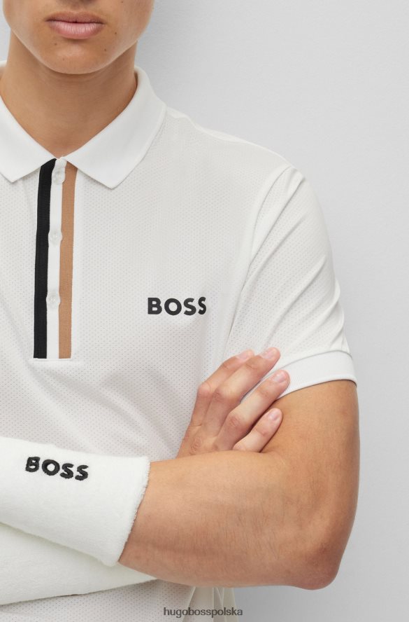 Hugo Boss Koszulka polo x Matteo Berrettini z charakterystyczną listwą w paski biały R0X0H63683