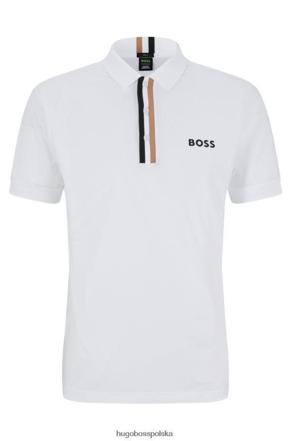 Hugo Boss Koszulka polo x Matteo Berrettini z charakterystyczną listwą w paski biały R0X0H63683