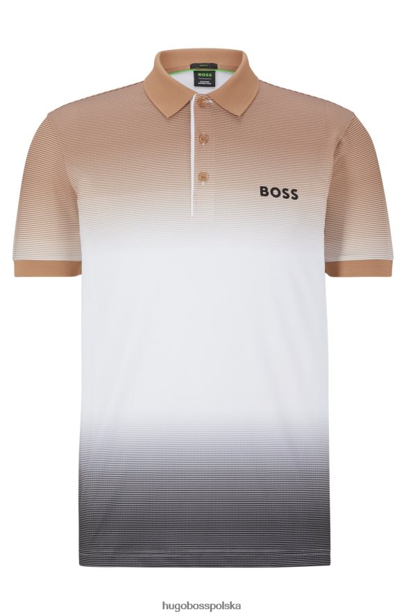 Hugo Boss Koszulka polo x Matteo Berrettini z elastycznego jerseyu i charakterystycznymi paskami czarny/biały/beżowy R0X0H62331