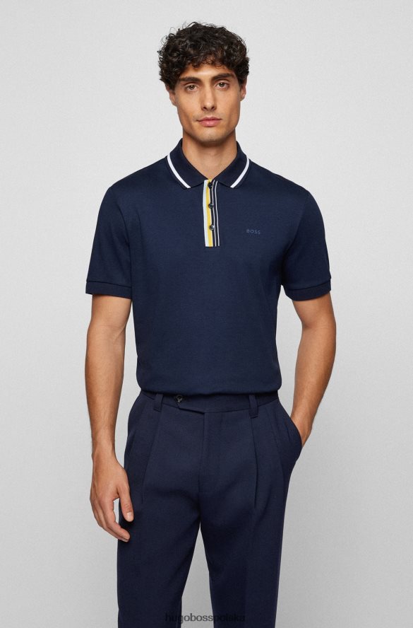 Hugo Boss Koszulka polo z bawełny interlock z gumowanym logo w kolorze ciemnoniebieskim hugo ciemny niebieski R0X0H62111
