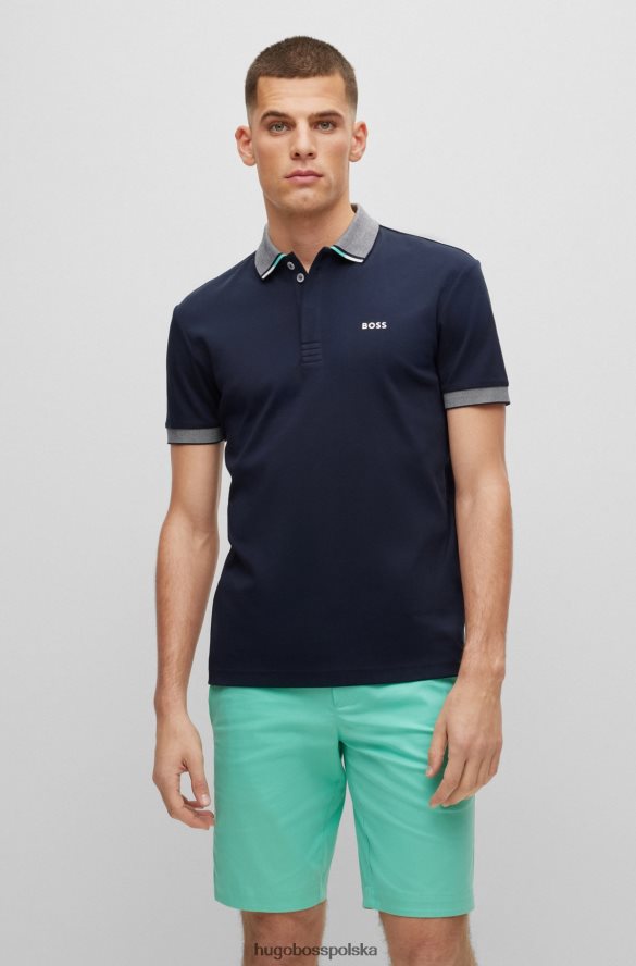 Hugo Boss Koszulka polo z bawełny interlock, ze strukturalnym kołnierzem i ciemnoniebieskim logo hugo ciemny niebieski R0X0H62260