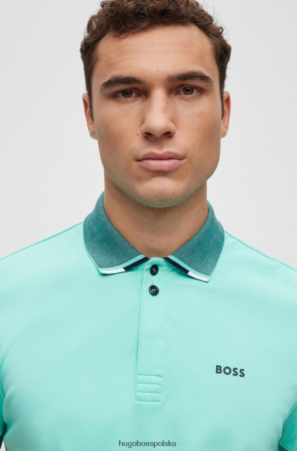 Hugo Boss Koszulka polo z bawełny interlock, ze strukturalnym kołnierzem i logo Hugo w kolorze jasnoniebieskim jasny niebieski R0X0H62262