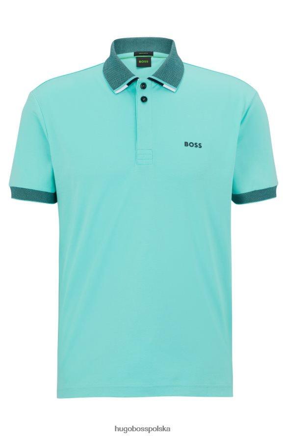 Hugo Boss Koszulka polo z bawełny interlock, ze strukturalnym kołnierzem i logo Hugo w kolorze jasnoniebieskim jasny niebieski R0X0H62262