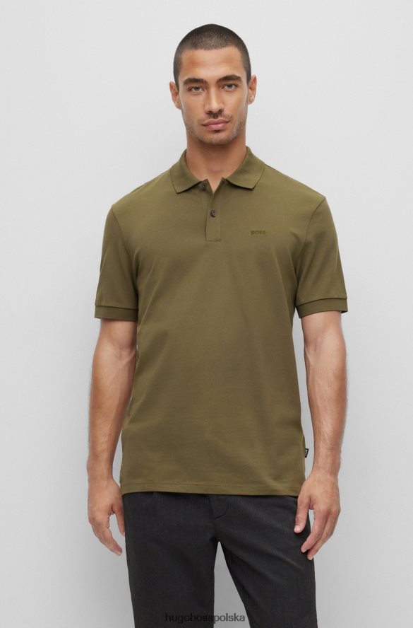 Hugo Boss Koszulka polo z bawełny organicznej z haftowanym logo hugo khaki khaki R0X0H61185