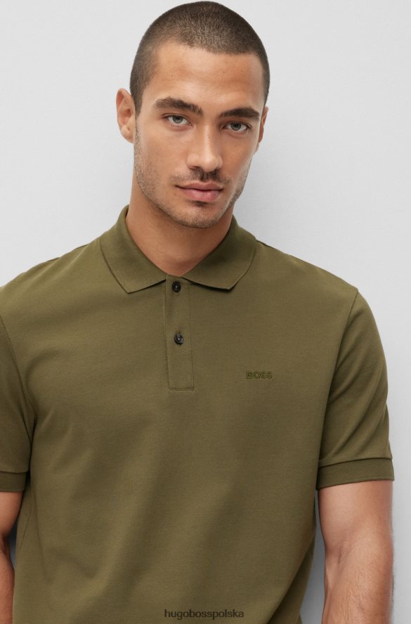 Hugo Boss Koszulka polo z bawełny organicznej z haftowanym logo hugo khaki khaki R0X0H61185