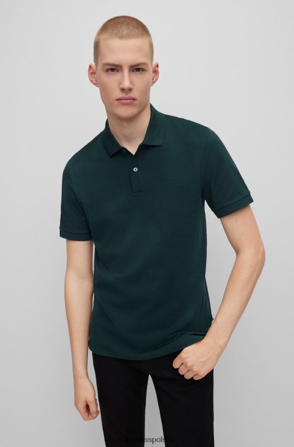 Hugo Boss Koszulka polo z bawełny organicznej z haftowanym logo hugo w kolorze ciemnozielonym ciemnozielony R0X0H61940