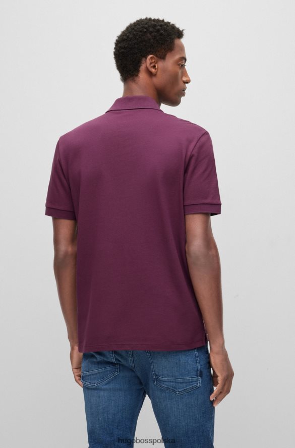 Hugo Boss Koszulka polo z bawełny organicznej z haftowanym logo w kolorze ciemnofioletowym hugo ciemny fiolet R0X0H61183