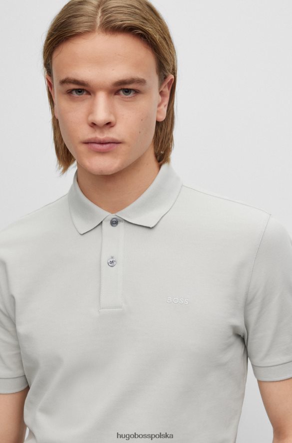 Hugo Boss Koszulka polo z bawełny organicznej z haftowanym logo w kolorze jasnoszarym hugo jasnoszary R0X0H61189