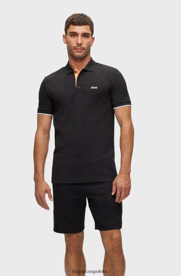 Hugo Boss Koszulka polo z bawełny organicznej z kołnierzykiem z haftowanym logo, czarna hugo czarny R0X0H61379