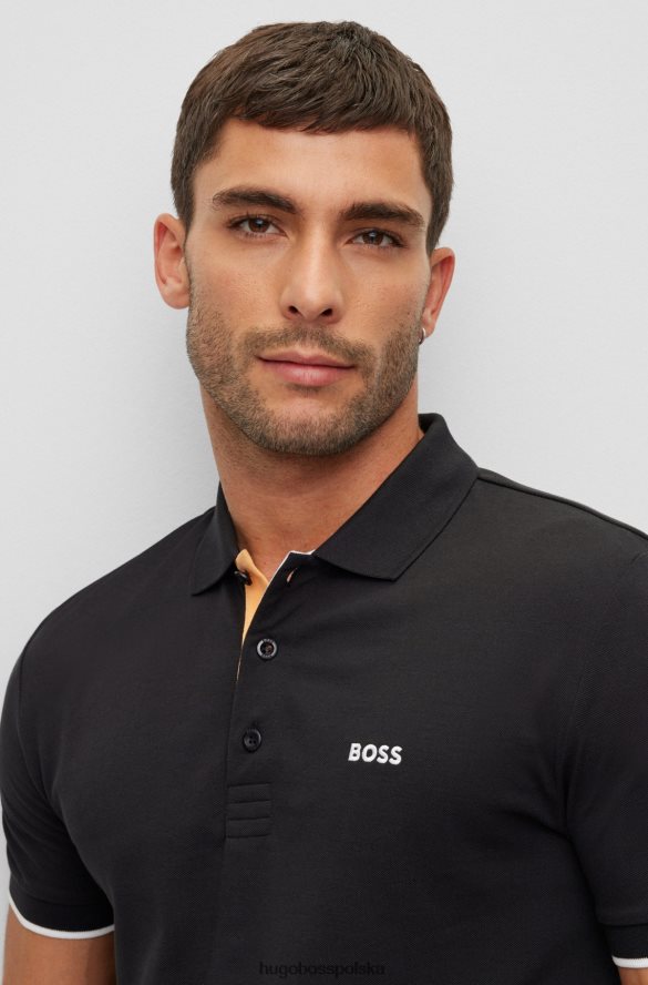 Hugo Boss Koszulka polo z bawełny organicznej z kołnierzykiem z haftowanym logo, czarna hugo czarny R0X0H61379