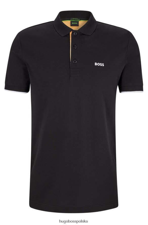 Hugo Boss Koszulka polo z bawełny organicznej z kołnierzykiem z haftowanym logo, czarna hugo czarny R0X0H61379