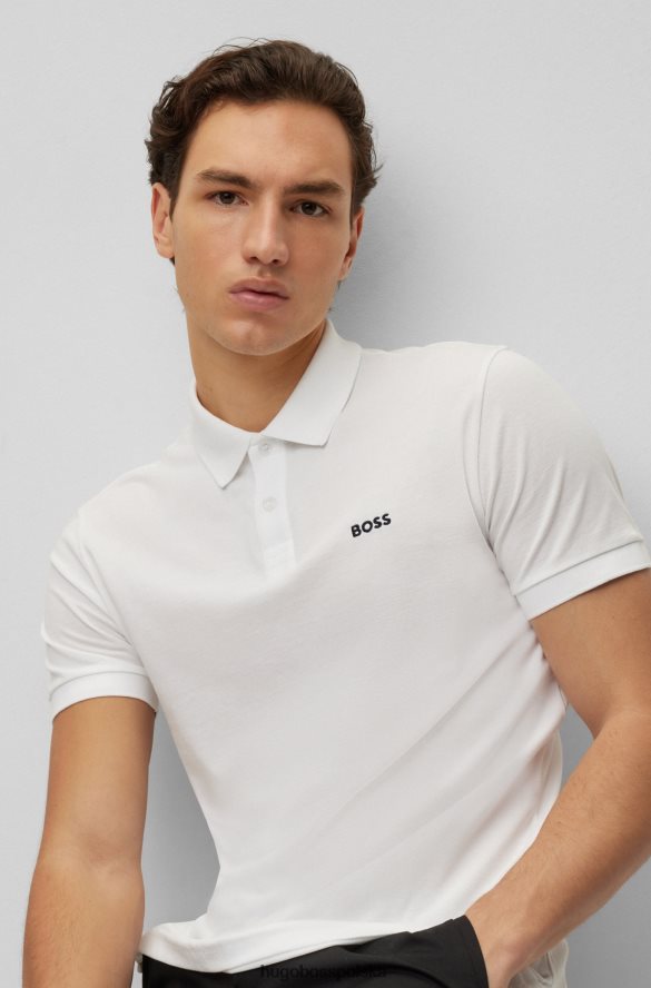 Hugo Boss Koszulka polo z bawełny organicznej z kontrastowym logo w kolorze białym hugo biały R0X0H61159