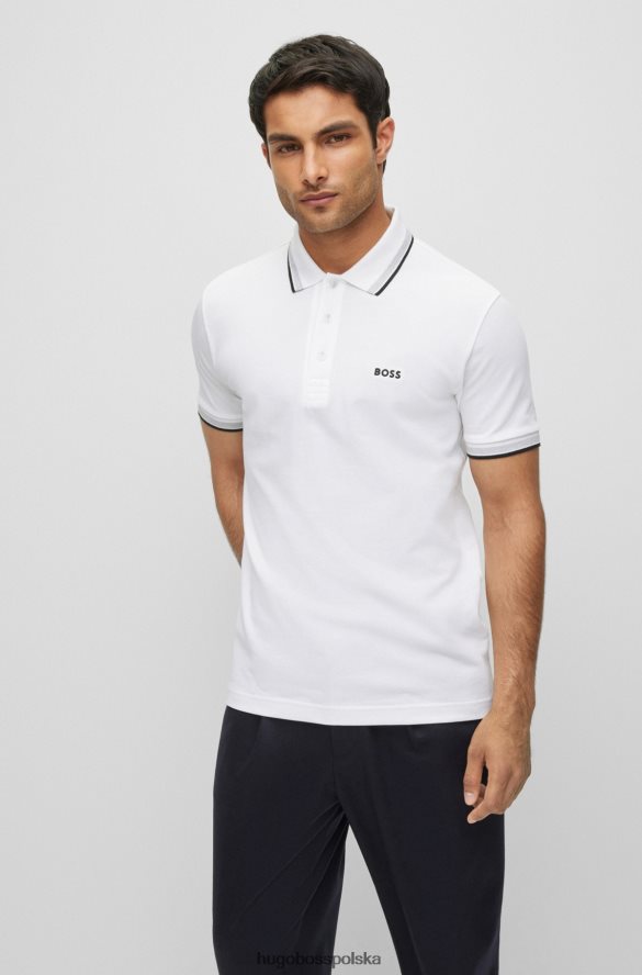 Hugo Boss Koszulka polo z bawełny organicznej z kontrastowymi detalami z logo, biała hugo biały R0X0H62489