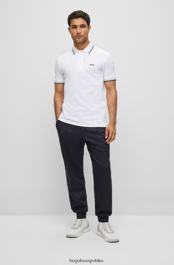 Hugo Boss Koszulka polo z bawełny organicznej z kontrastowymi detalami z logo, biała hugo biały R0X0H62489