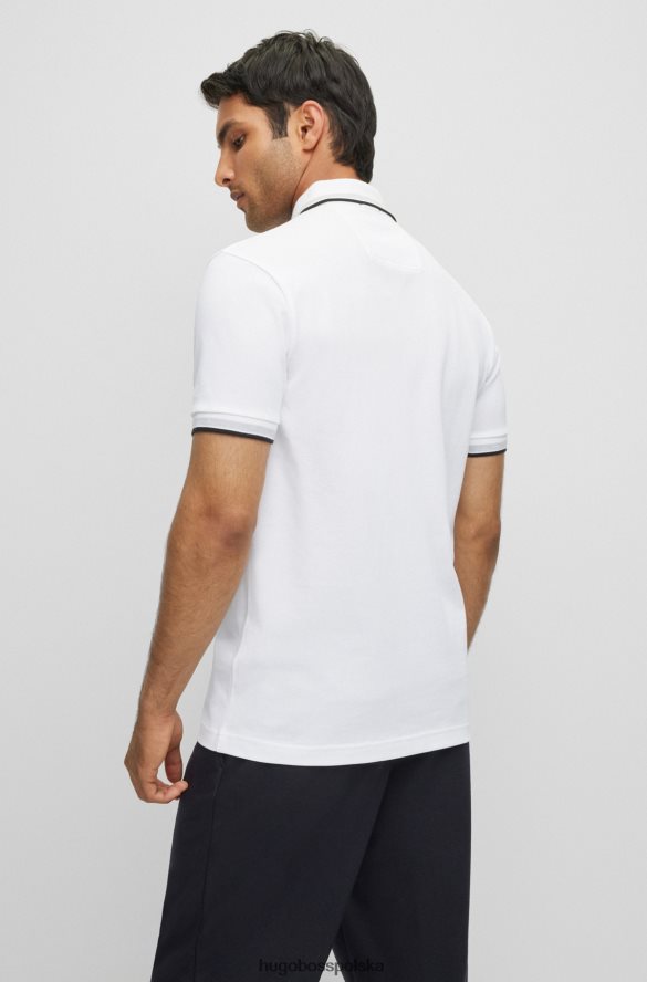 Hugo Boss Koszulka polo z bawełny organicznej z kontrastowymi detalami z logo, biała hugo biały R0X0H62489