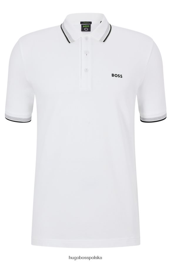 Hugo Boss Koszulka polo z bawełny organicznej z kontrastowymi detalami z logo, biała hugo biały R0X0H62489