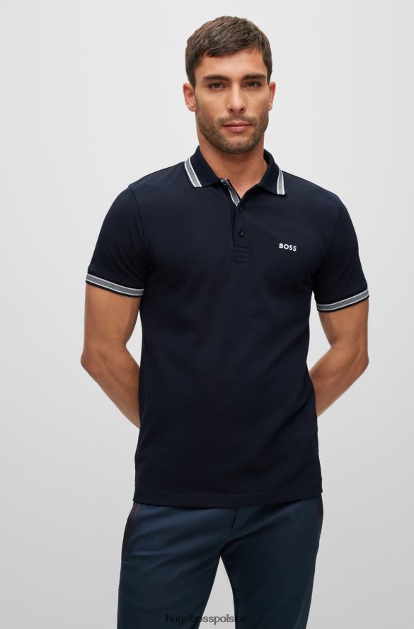 Hugo Boss Koszulka polo z bawełny organicznej z kontrastowymi detalami z logo w kolorze ciemnoniebieskim hugo ciemny niebieski R0X0H62483