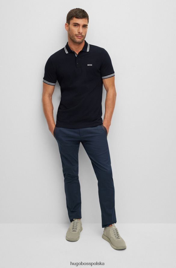Hugo Boss Koszulka polo z bawełny organicznej z kontrastowymi detalami z logo w kolorze ciemnoniebieskim hugo ciemny niebieski R0X0H62483