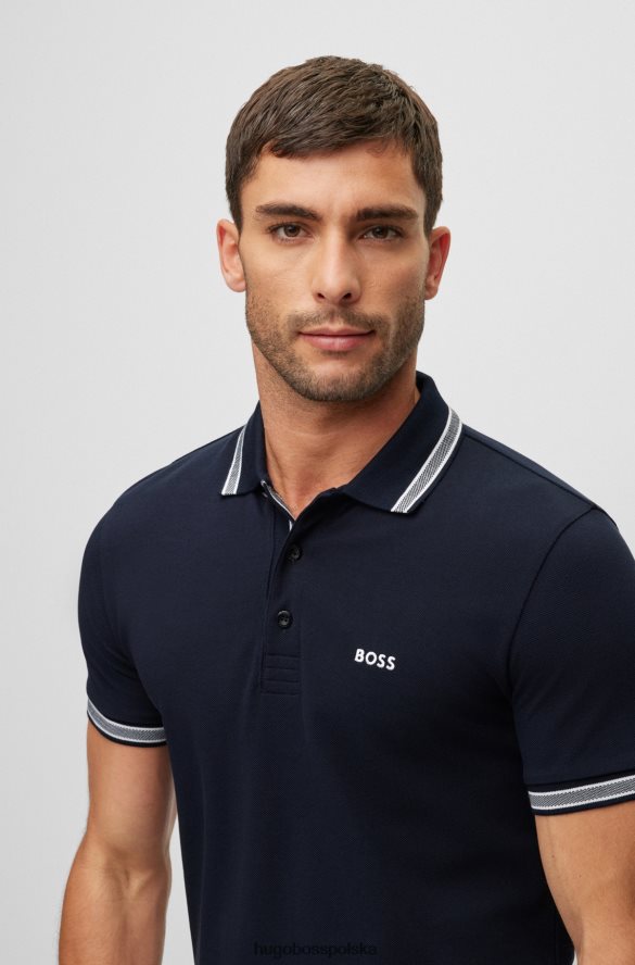 Hugo Boss Koszulka polo z bawełny organicznej z kontrastowymi detalami z logo w kolorze ciemnoniebieskim hugo ciemny niebieski R0X0H62483