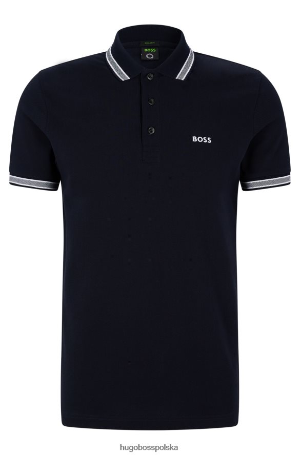 Hugo Boss Koszulka polo z bawełny organicznej z kontrastowymi detalami z logo w kolorze ciemnoniebieskim hugo ciemny niebieski R0X0H62483