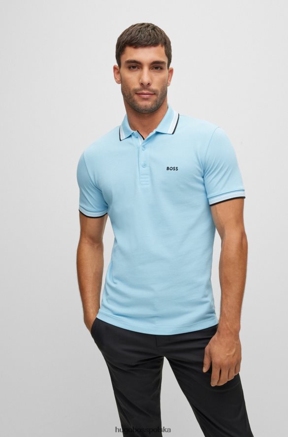 Hugo Boss Koszulka polo z bawełny organicznej z kontrastowymi detalami z logo w kolorze niebieskim Hugo niebieski R0X0H62485