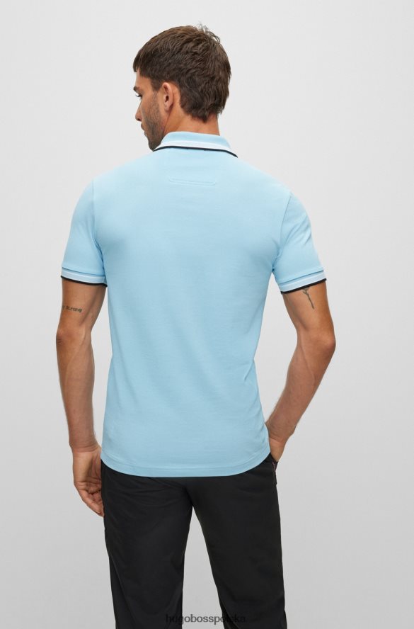 Hugo Boss Koszulka polo z bawełny organicznej z kontrastowymi detalami z logo w kolorze niebieskim Hugo niebieski R0X0H62485