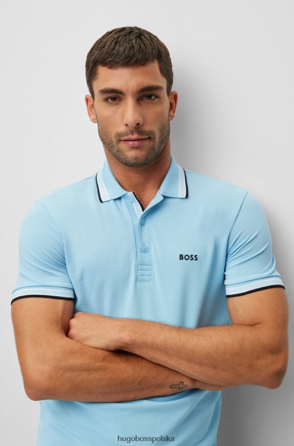 Hugo Boss Koszulka polo z bawełny organicznej z kontrastowymi detalami z logo w kolorze niebieskim Hugo niebieski R0X0H62485