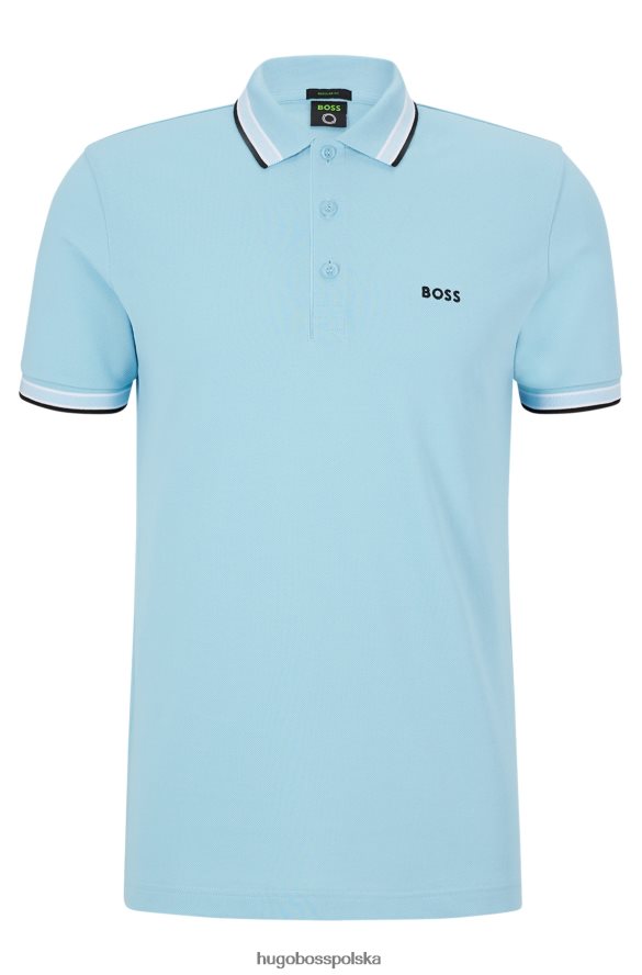 Hugo Boss Koszulka polo z bawełny organicznej z kontrastowymi detalami z logo w kolorze niebieskim Hugo niebieski R0X0H62485