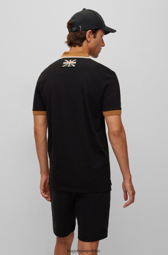 Hugo Boss Koszulka polo z bawełny organicznej z naszywką taksówkową, czarna hugo czarny R0X0H63449