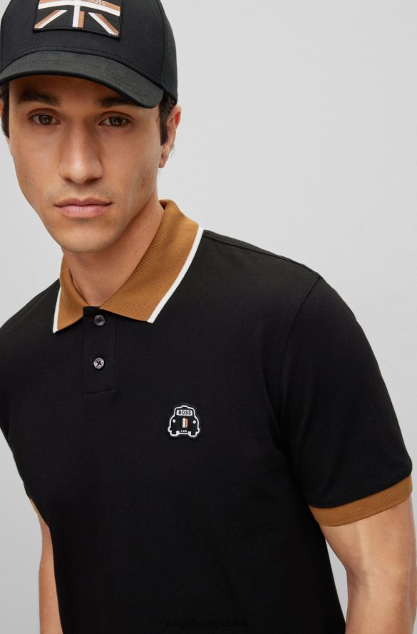 Hugo Boss Koszulka polo z bawełny organicznej z naszywką taksówkową, czarna hugo czarny R0X0H63449