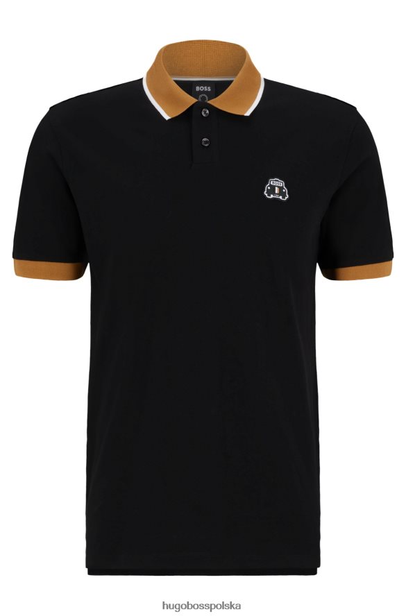 Hugo Boss Koszulka polo z bawełny organicznej z naszywką taksówkową, czarna hugo czarny R0X0H63449