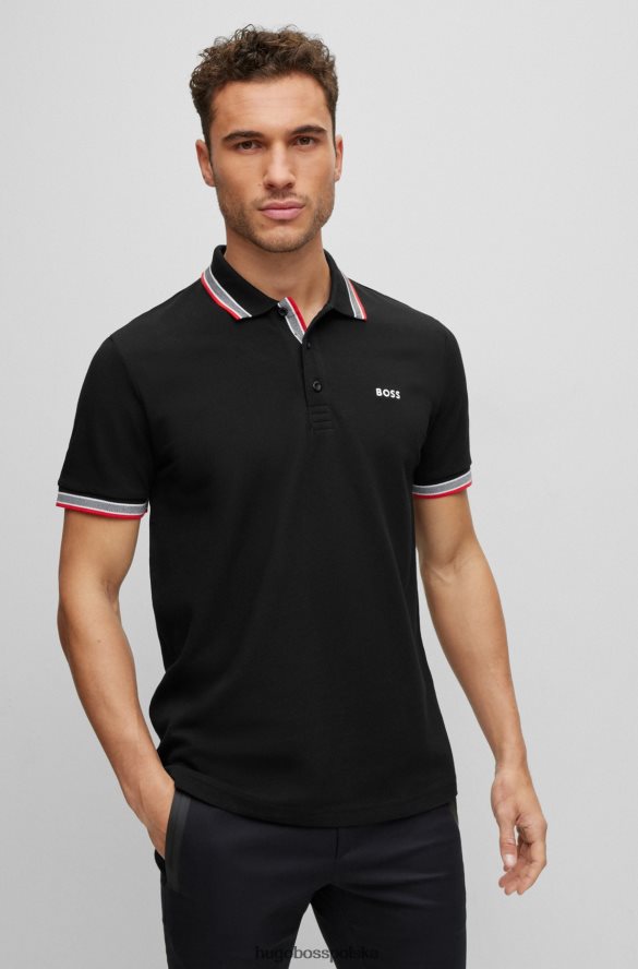 Hugo Boss Koszulka polo z bawełny organicznej z zakrzywionym logo Hugo w kolorze czarnym czarny R0X0H61219