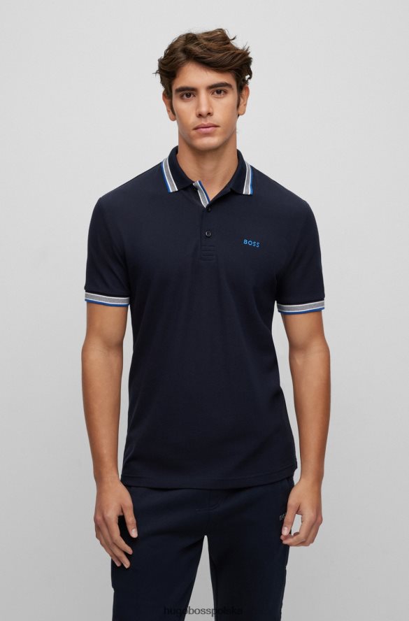 Hugo Boss Koszulka polo z bawełny organicznej z zakrzywionym logo w kolorze ciemnoniebieskim hugo ciemny niebieski R0X0H61205