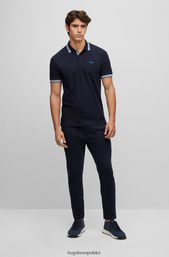 Hugo Boss Koszulka polo z bawełny organicznej z zakrzywionym logo w kolorze ciemnoniebieskim hugo ciemny niebieski R0X0H61205