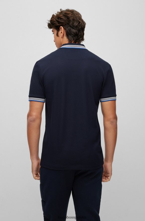 Hugo Boss Koszulka polo z bawełny organicznej z zakrzywionym logo w kolorze ciemnoniebieskim hugo ciemny niebieski R0X0H61205