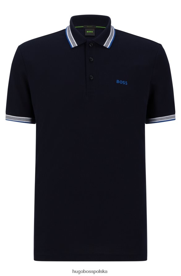 Hugo Boss Koszulka polo z bawełny organicznej z zakrzywionym logo w kolorze ciemnoniebieskim hugo ciemny niebieski R0X0H61205