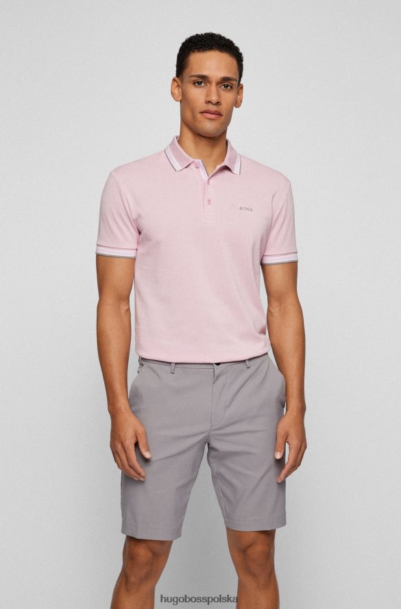 Hugo Boss Koszulka polo z bawełny organicznej z zakrzywionym logo w kolorze jasnoróżowym hugo jasnoróżowy R0X0H61199