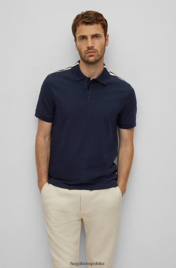 Hugo Boss Koszulka polo z bawełny piqu¦ z charakterystycznym paskiem hugo w kolorze ciemnoniebieskim ciemny niebieski R0X0H61634