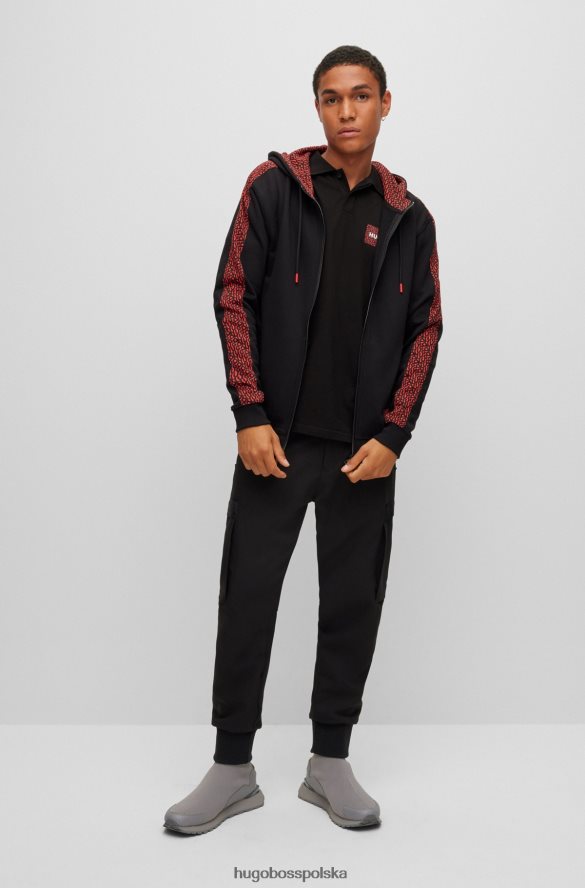 Hugo Boss Koszulka polo z bawełny piqu¦ z naszywką z logo i wstawkami hugo czarna czarny R0X0H64391