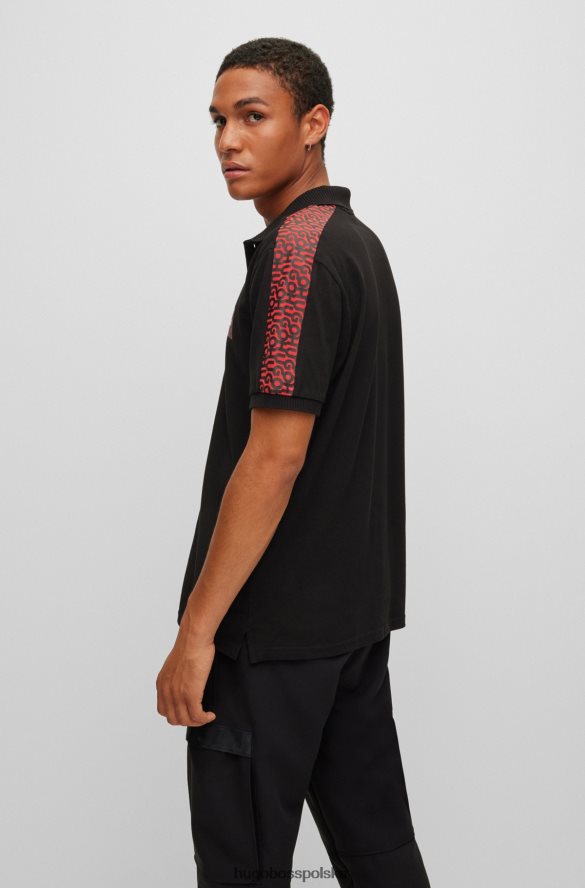 Hugo Boss Koszulka polo z bawełny piqu¦ z naszywką z logo i wstawkami hugo czarna czarny R0X0H64391