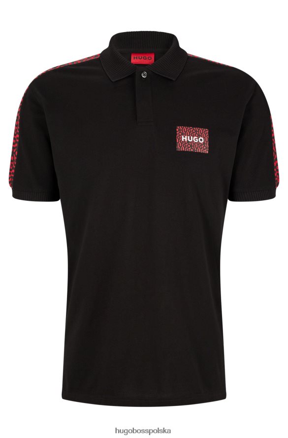 Hugo Boss Koszulka polo z bawełny piqu¦ z naszywką z logo i wstawkami hugo czarna czarny R0X0H64391