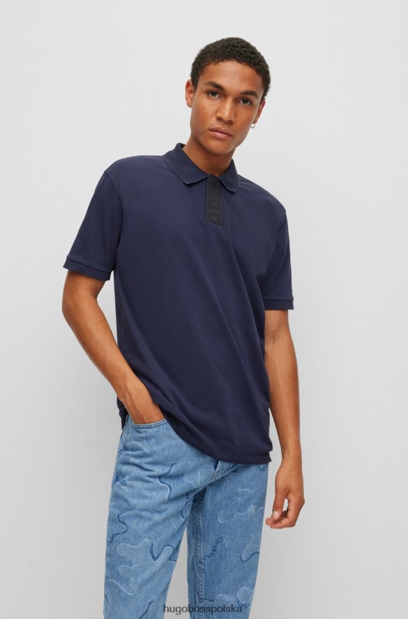 Hugo Boss Koszulka polo z bawełny piqu¦ z plisą z logo Hugo w kolorze ciemnoniebieskim ciemny niebieski R0X0H63275