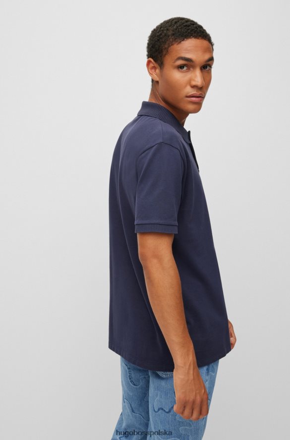 Hugo Boss Koszulka polo z bawełny piqu¦ z plisą z logo Hugo w kolorze ciemnoniebieskim ciemny niebieski R0X0H63275