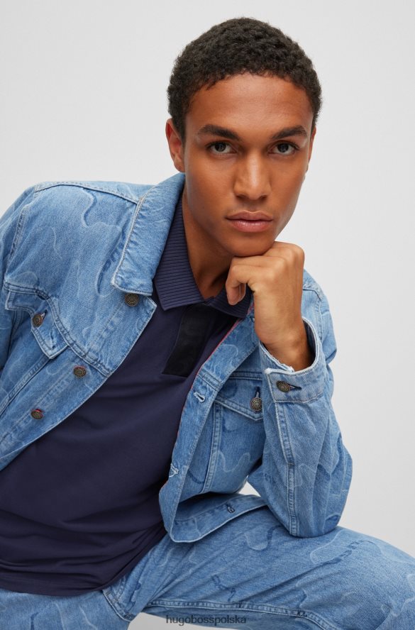 Hugo Boss Koszulka polo z bawełny piqu¦ z plisą z logo Hugo w kolorze ciemnoniebieskim ciemny niebieski R0X0H63275