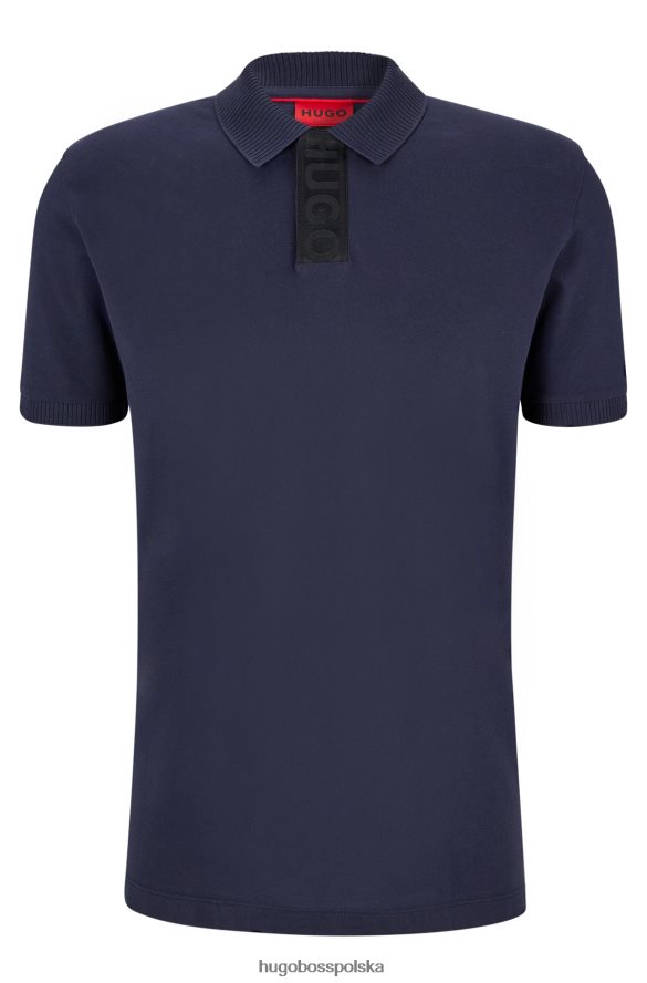 Hugo Boss Koszulka polo z bawełny piqu¦ z plisą z logo Hugo w kolorze ciemnoniebieskim ciemny niebieski R0X0H63275