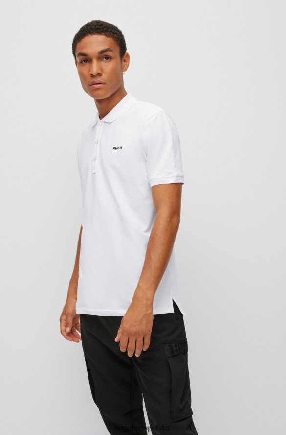 Hugo Boss Koszulka polo z elastycznej bawełny z kontrastowym logo Hugo w kolorze białym biały R0X0H63603