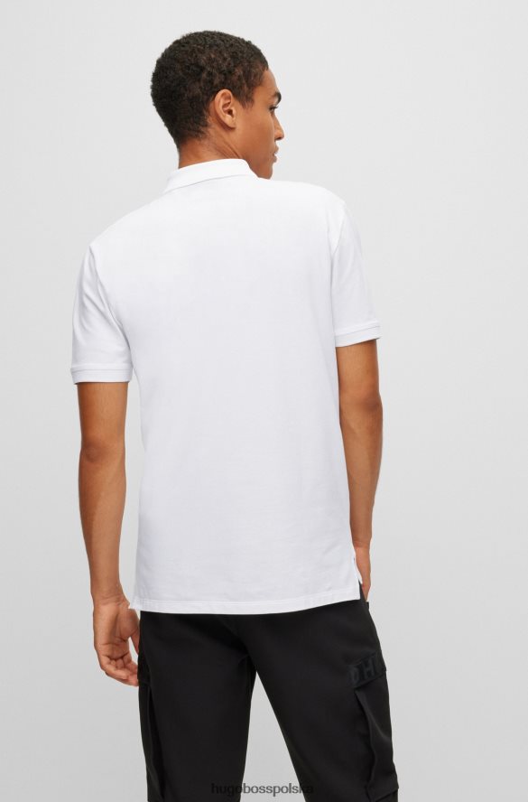 Hugo Boss Koszulka polo z elastycznej bawełny z kontrastowym logo Hugo w kolorze białym biały R0X0H63603